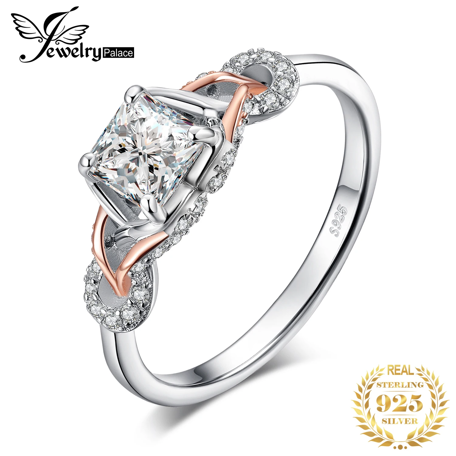 JewelPalace Infinity кельтский обручальное кольцо из розового золота 925 пробы серебряные