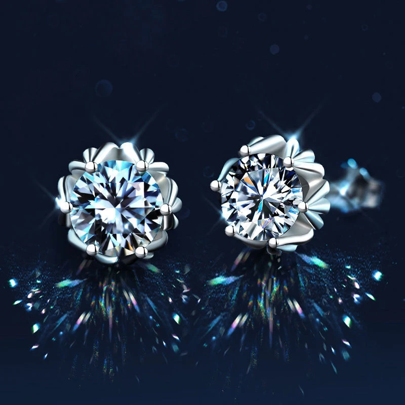 

Женские серьги-гвоздики из серебра 100% пробы, 1 карат