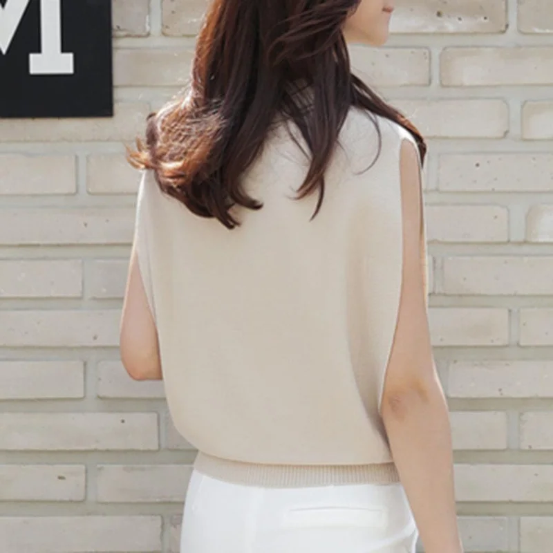 Свободная однотонная женская блузка вязаные Хлопковые женские рубашки