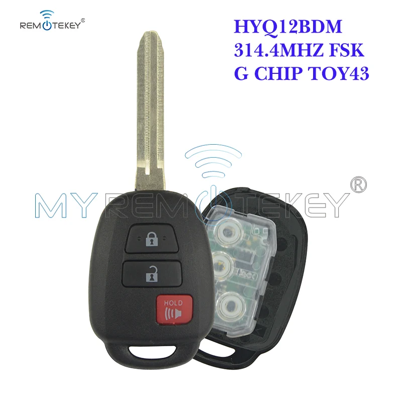 Дистанционный ключ Remtekey 89070-06421/06420 3 кнопки 314 4 МГц для Toyota Prius C HYQ12BDM + чип G |