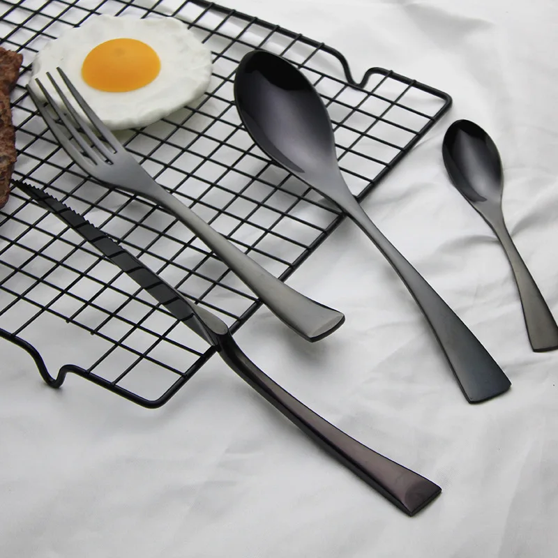 Черный металлический Западный набор посуды для еды высокое качество нержавеющая