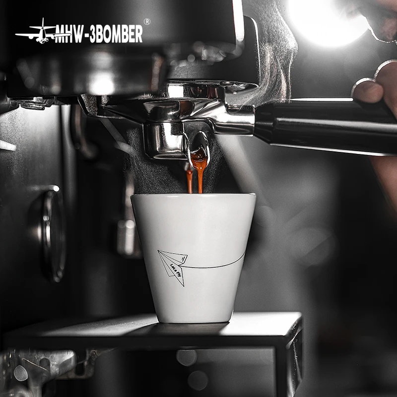 

MHW-3BOMBER 120ML Simple Style Ceramic Cup Pure White/Grey Procelain Cafe Mug Kitchen/Coffee Cup Art Printing For Barista Tool