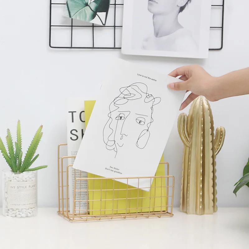 Простые INS железные геометрические книжные полки держатели для хранения