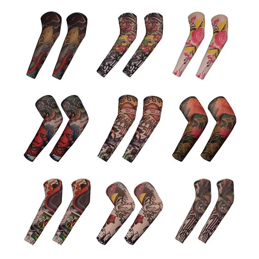 

1 Pair Sun-protective Sleeve Outdoor Motorcycle Bicycle Travel Cycling Fishing Arm Tattoo Sleeves Ice Silk Seamless Fake Tattoo