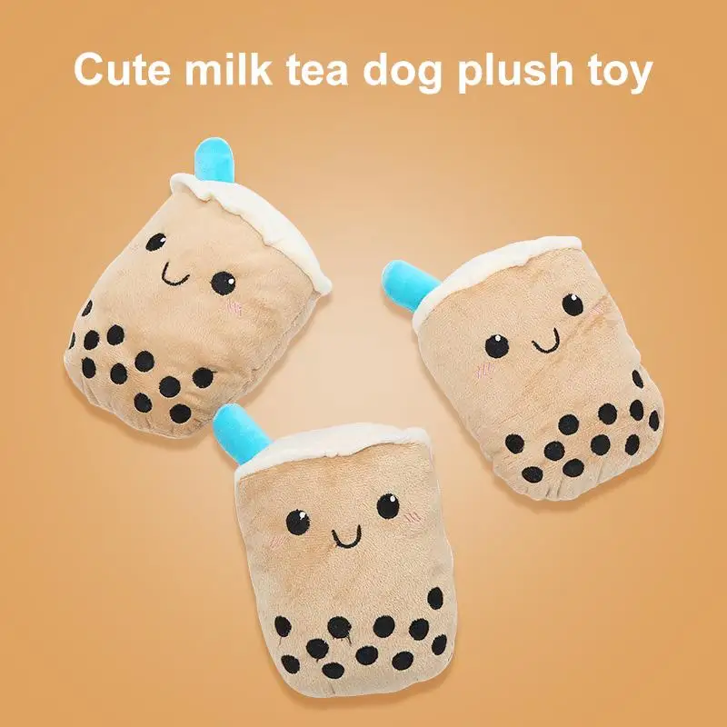 

Gnawing Molar Pets Toys Dog Throwing Plush Toys Funny Interaction Teeth Cleaning Pearl Milk Tea Plush Dolls Dogs Supplies