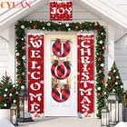 2022 уличные рождественские украшения для дома, Счастливого Рождества, Нового года, Красная клетка, дверь крыльца, радостные знаки, рождественские баннеры, украшения
