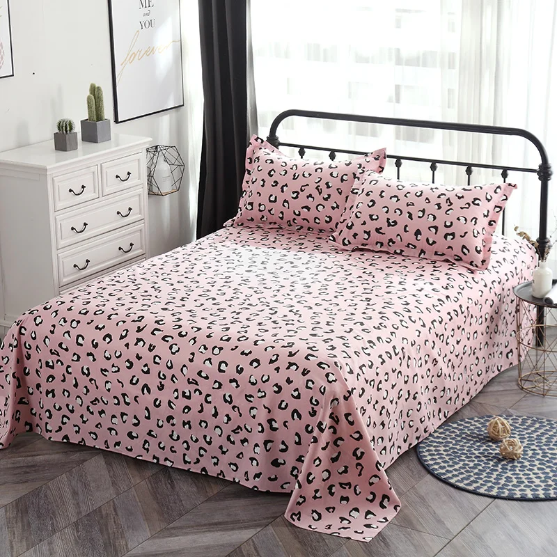 

2019 Luxury Leopard Bedding Set Soft Duvet Cover Pink Bed Sheet Pillowcase Single Double Queen King Size Pure Cotton Bedclothes
