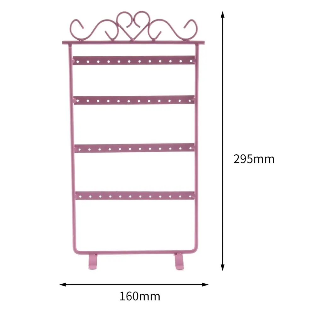 

Hot 48 Hole Earrings Ear Studs Display Rack Metal Jewelry Holder Stand Organizer Showcase Pink 295x160mm For Retail Environment