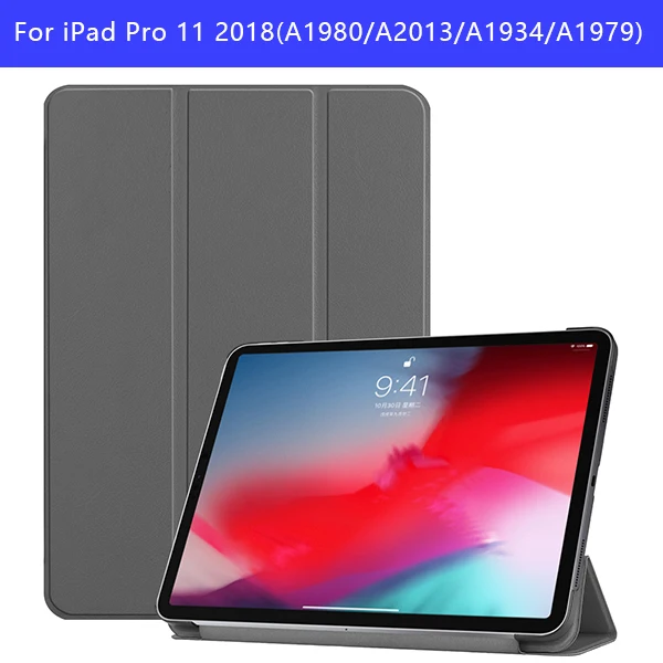 IPADPRO11 KST GY Чехол для планшета для ipad pro 11, однотонный чехол из ТПУ, чехол для нового ipad pro 11 с держателем для карандашей, Смарт, трехслойная подставка - Цвет: IPADPRO11 KST GY