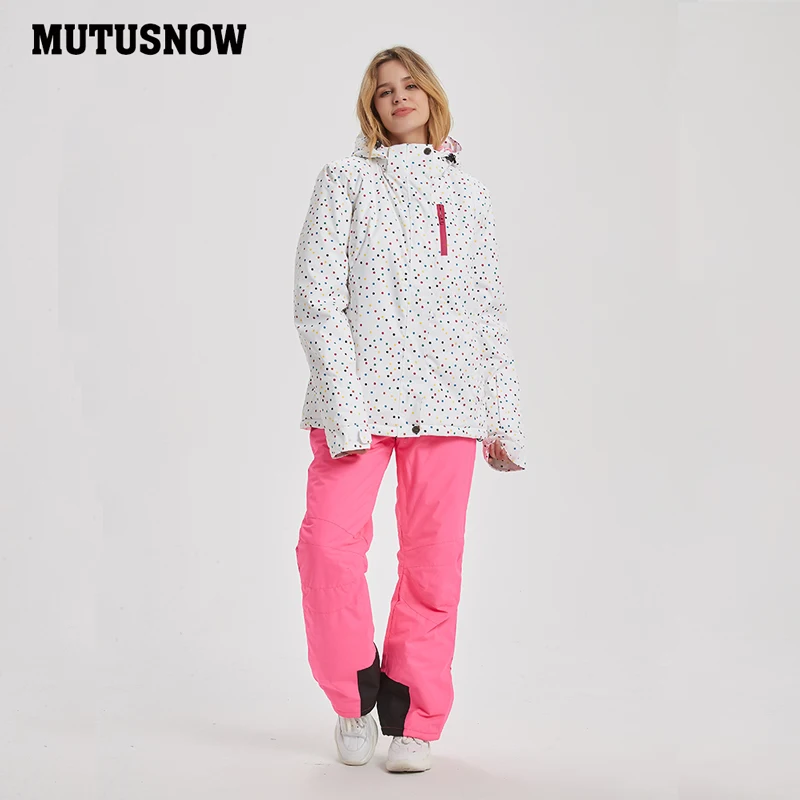 MUTUSNOW женский лыжный костюм куртка и ветрозащитные водонепроницаемые брюки