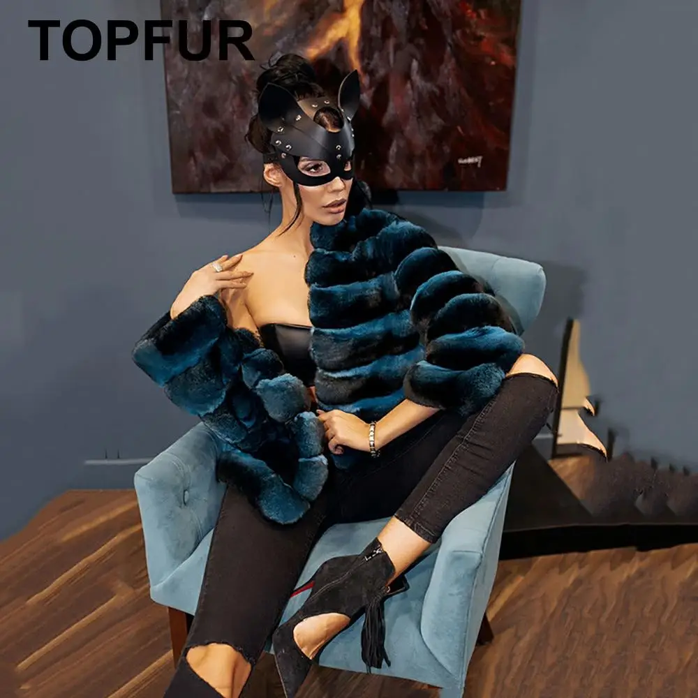 TOPFUR 2021 Winter Casual Natural Rex Rabbit Fur Coat Genuine Real Fur Jacket Women Warm Winter Luxury Female Top Fashion Coats