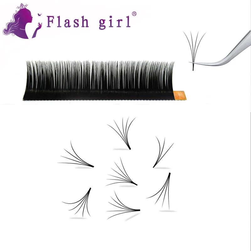 

Flash girl Blooming Eyelash Extension 0.07D 8mm-13mm THICK Eyelashes Auto Fan Private Label Custom Package Box Auto Flowering