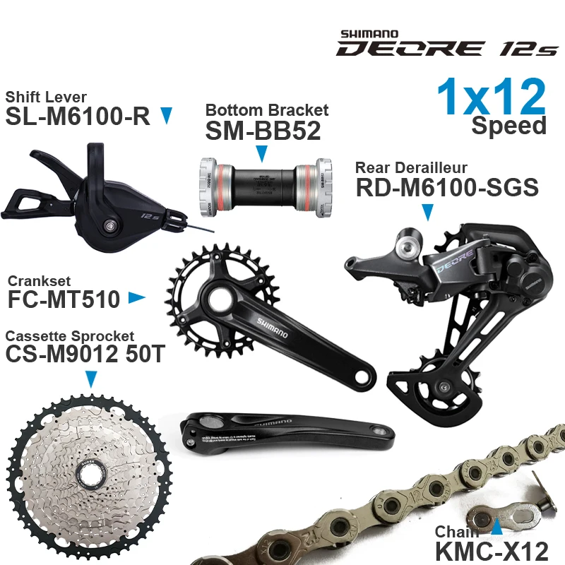 Переключатель передач SHIMANO DEORE M6100 12 Скоростей задняя цепь кривошипная система MT510