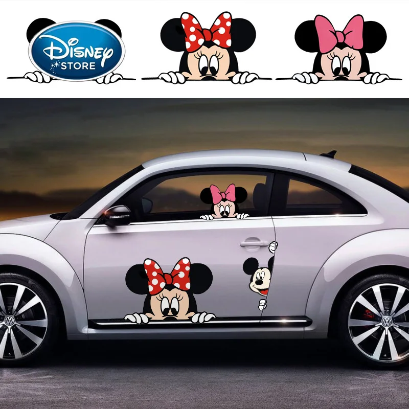 Disney Fashion Cute Cartoon Personalized Car Door Stickers Simple Scratch-resistant Car Decoration Stickers Mickey Minnie Couple