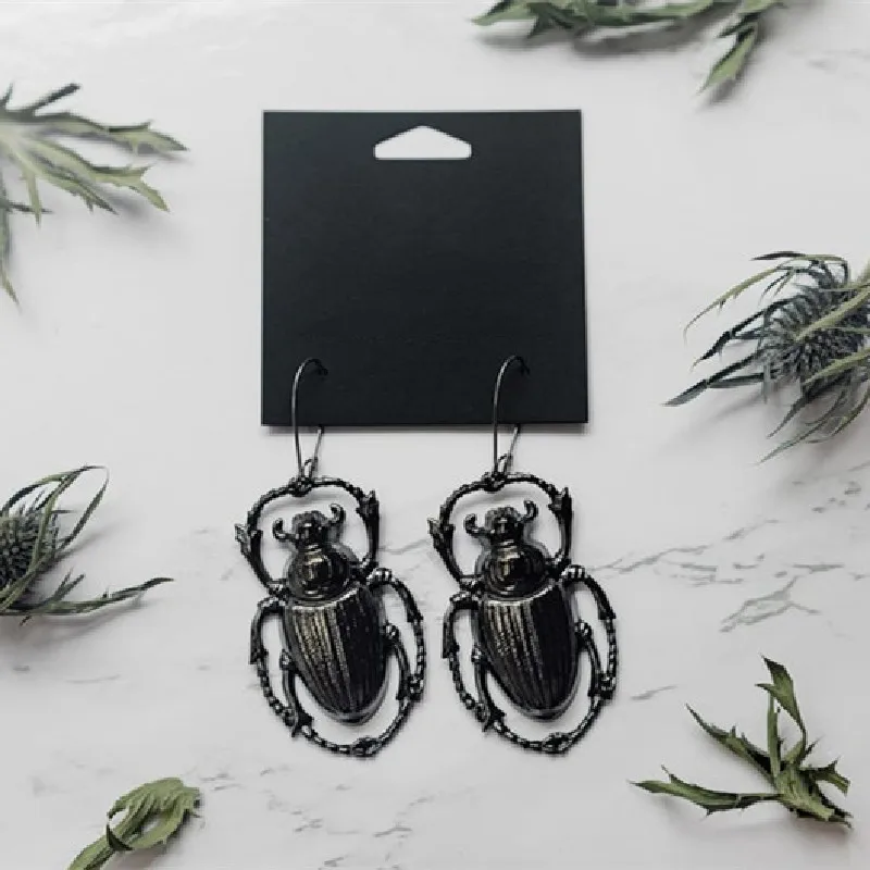 Женские серьги в стиле панк Goth Black Giant Scarab Beetle массивное ювелирное изделие виде