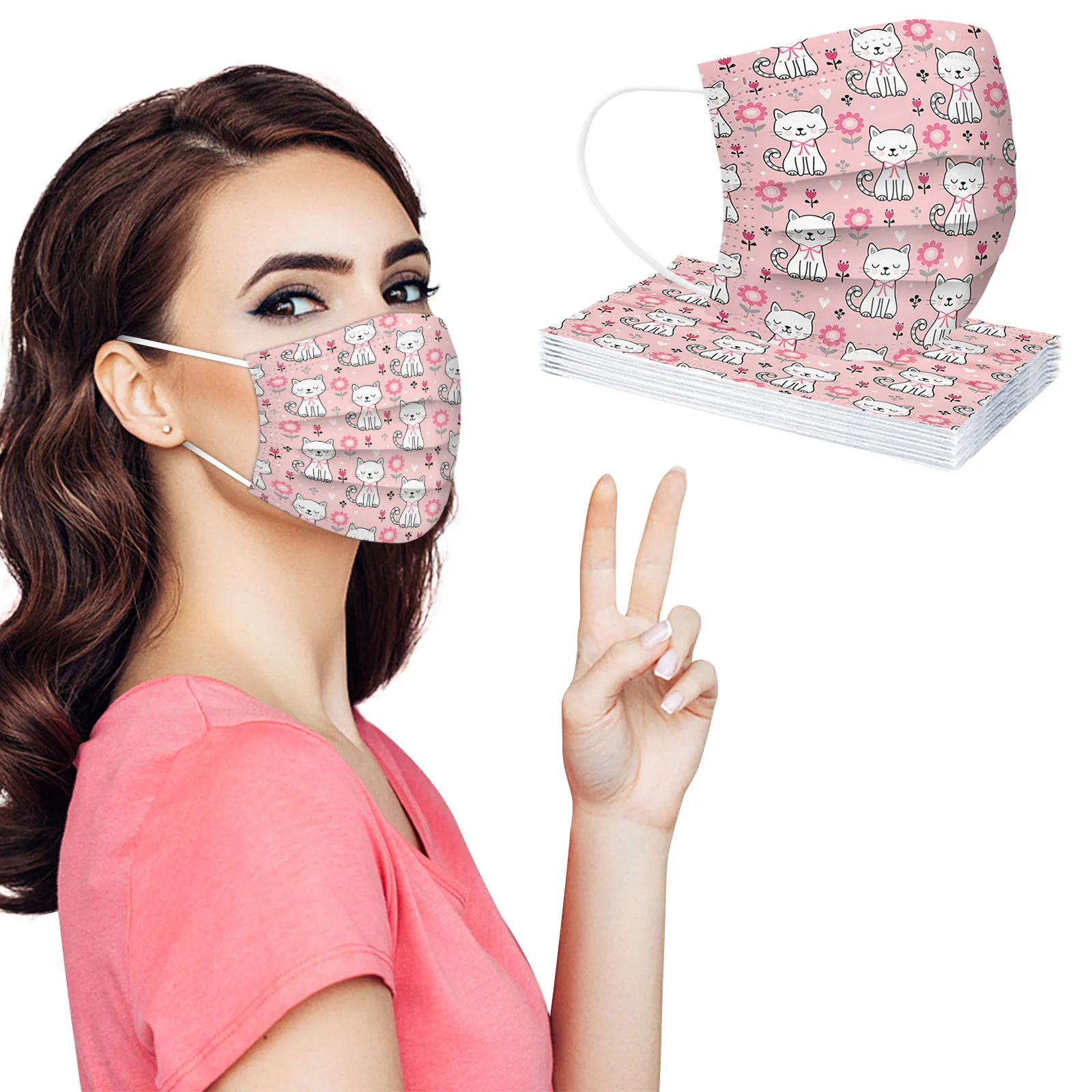 

Adult Cat Mask Disposable Face Mask 3ply Ear Loop For Protect Face Against Pollution Earloop Mask Earloop Windproof And Warm R2