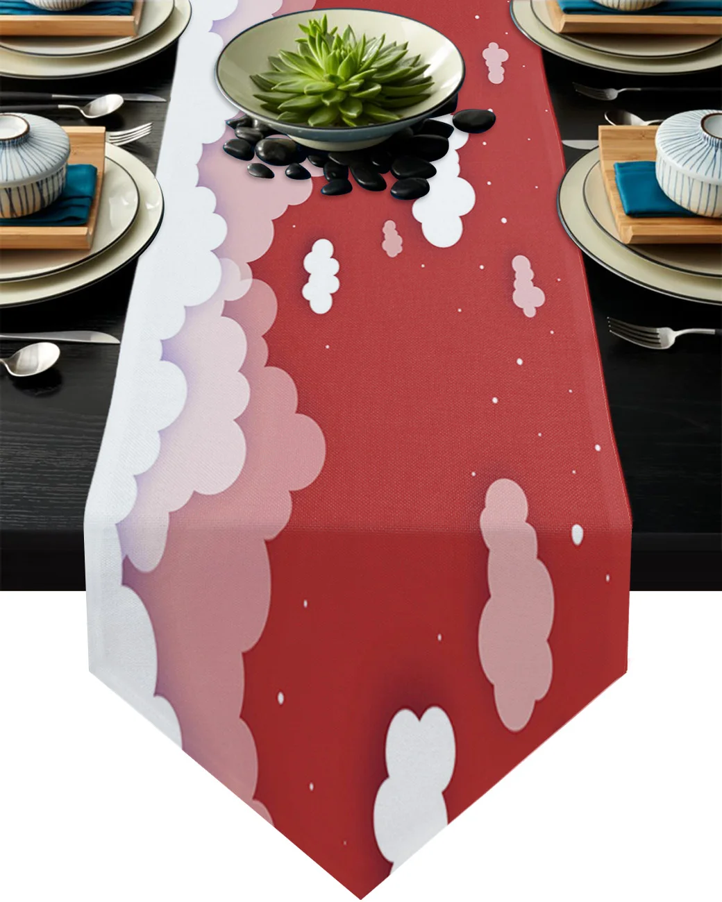 

Cartoon Clouds And Stars Table Runner Wedding Decor Cake Tablecloth and Placemat Holiday Table Decor Table Runner