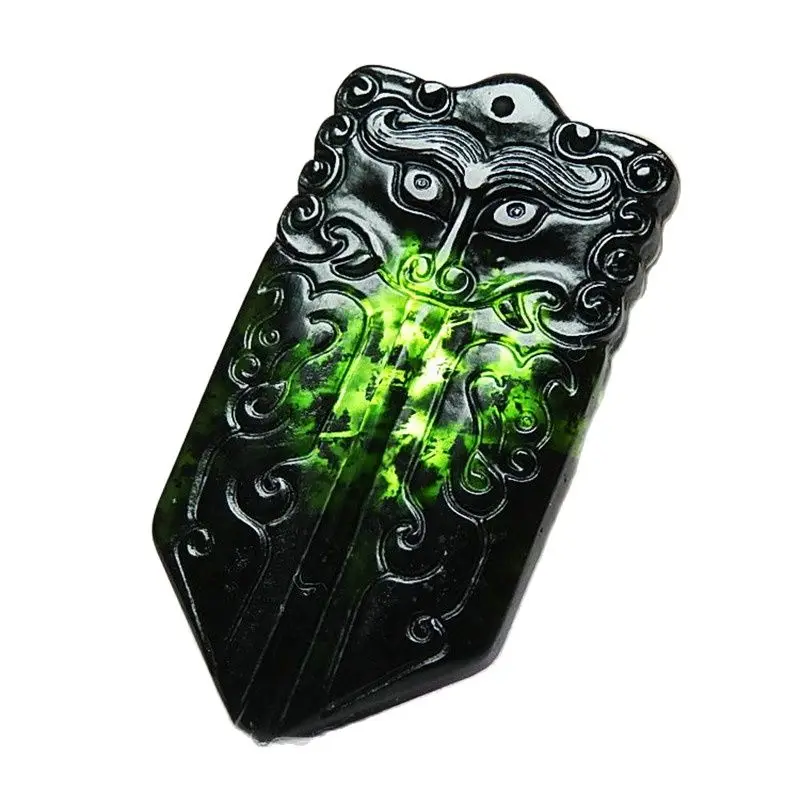 Мужской кулон с изумрудом Нефритовое ожерелье натуральным Изумрудом и черным |