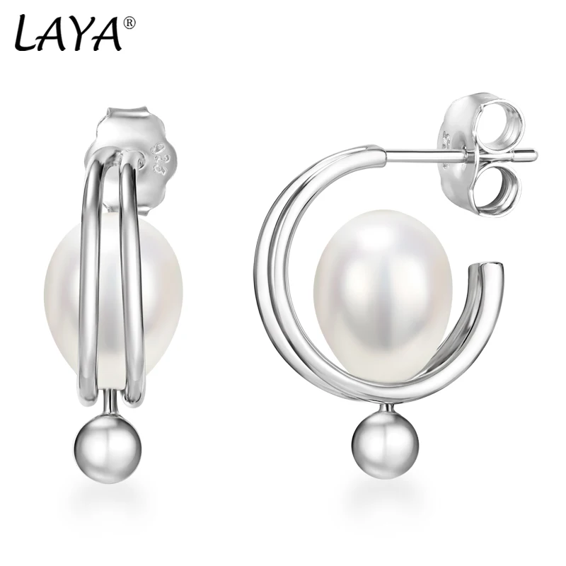

Laya Natural Pearl Earrings For Women Pure 925 Sterling Silver Dangling Drop Earrings Elegant Classic Fine Jewelry 2021 Trend