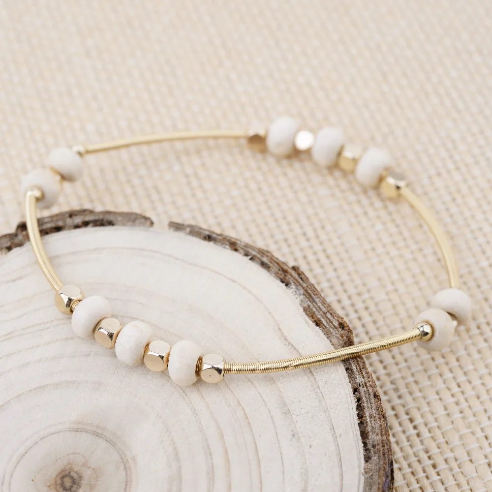 Новинка женские весенние браслеты BOJIU из стали золотого цвета белые коричневые с