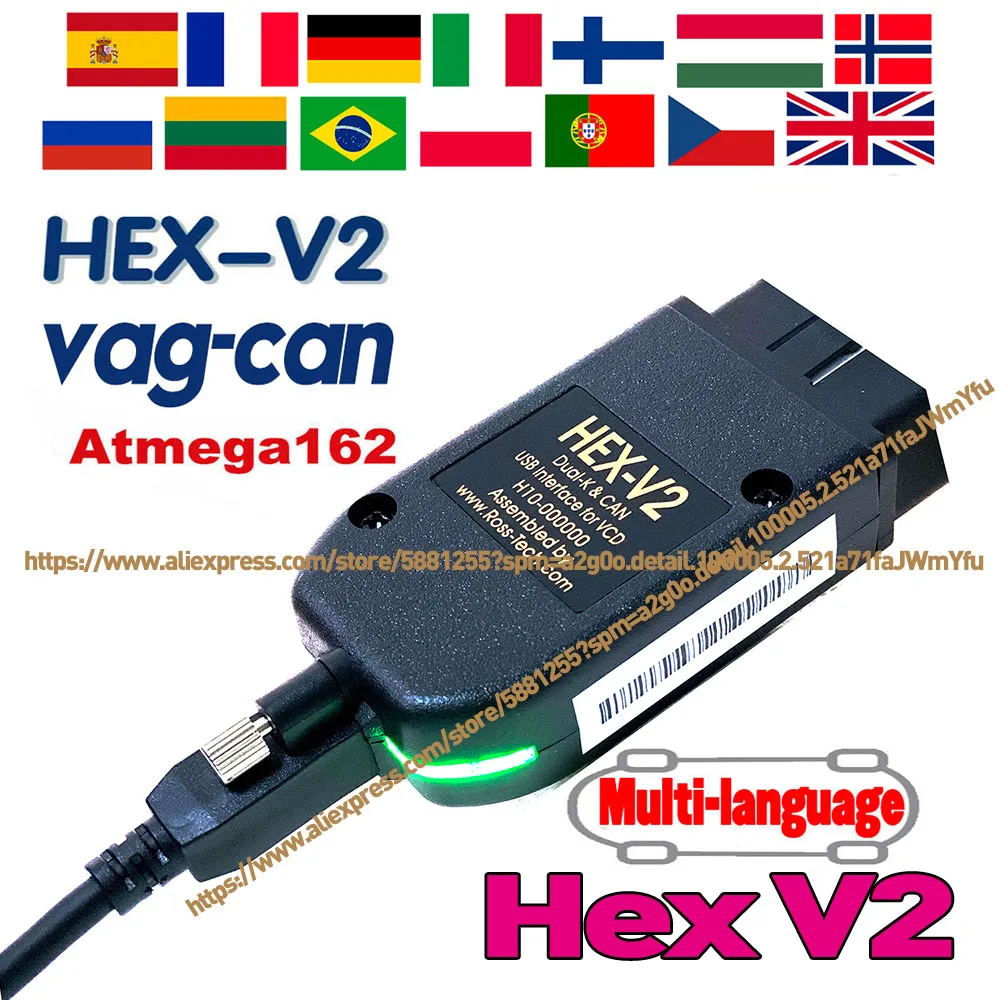 Сканер VAG V21.3 Tool KKL V20.12 COM 20.4.2 кабель OBD2 Диагностический многоязычный сканер HEX V2