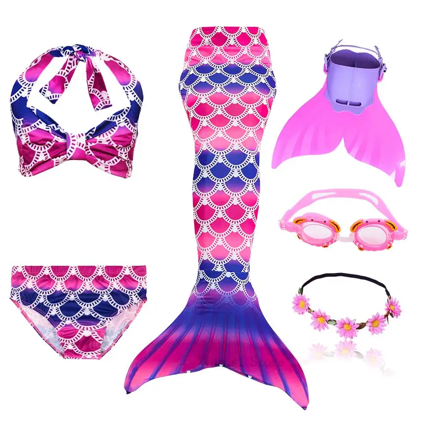 Package 1 NEW The Little Mermaid Tail with Garland Ariel Mermaid Swimsuit for Kids swimmable Bathing Suit Costume Cosplay - Цвет: Package 1