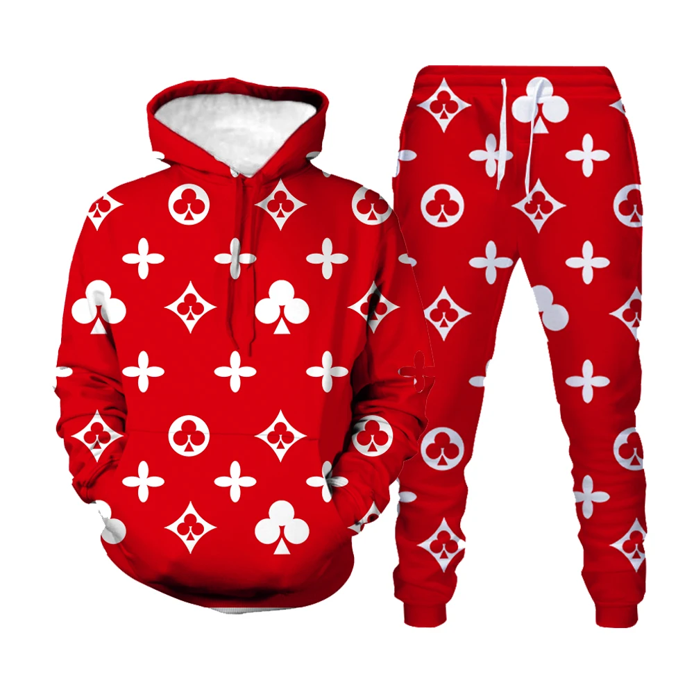 

Autumn and winter new brand men's and women's LV 3D printed hoodie suits fashion street jogging sports suit fitness sportswear