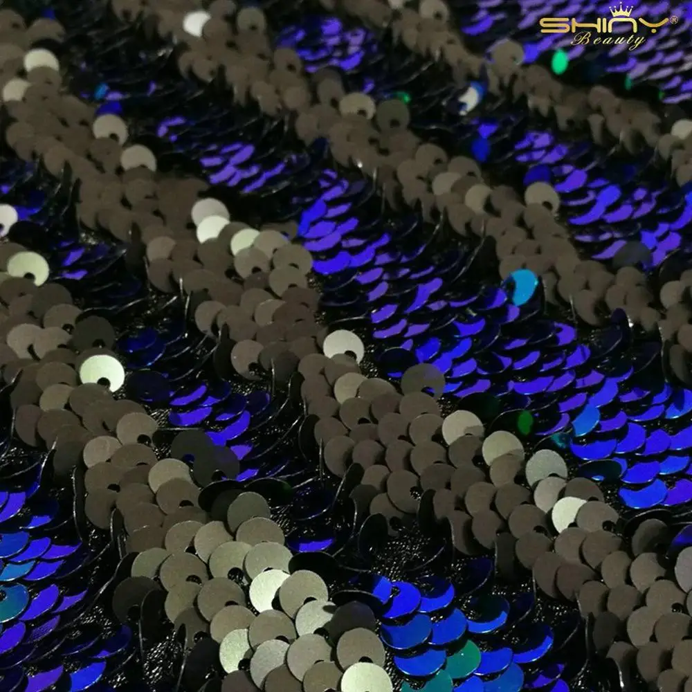 5 мм черная блесток ткань 2 ярдов градиент Реверсивные ткани двора для одежды DIY