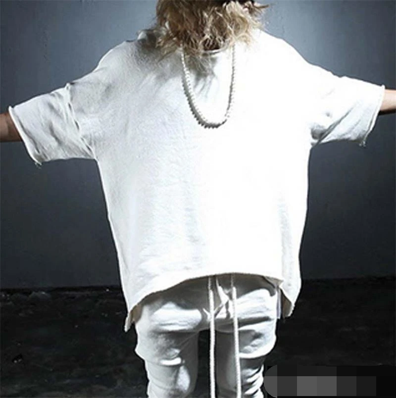 

Men's Large T-shirt Loose Seven Point Sleeve Fashion Clothes Personalized Short Sleeve Bottoming Shirt Round Neck Woolen T-shirt