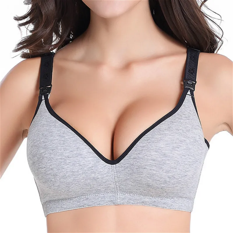Серый бюстгальтер для кормящих мам хлопковое нижнее Белье беременных и женщин