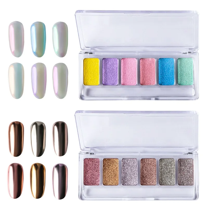 Голографический Сияющий пигментный порошок для ногтей Aurora Solid Nail Glitter Гель-лак