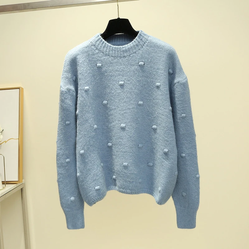 Новый осенне-зимний мягкий вязаный свитер с длинными рукавами и круглым вырезом