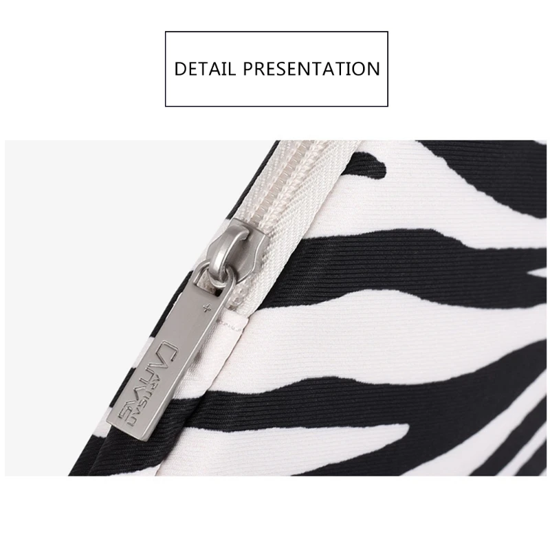 

P8DB Waterproof Tablet Sleeve Case Zebra Striped Printed Zippered Shockproof Laptop Storage Bag for 13 14 15 Inch Inner Bags