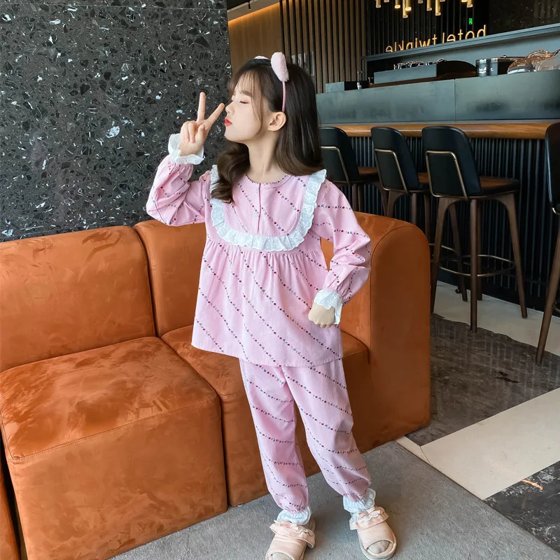

Sweet Floral Striped Mother daughter cotton viscose pajamas sets family matching clothes Young girl sleepwear Q2T21113