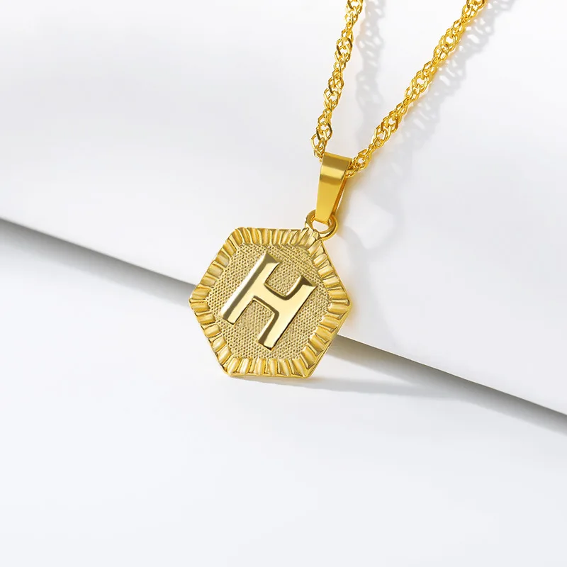 

26 Capital English Necklaces Female Stainless Steel Necklace Gold Plated Clavicle Chain Jewelry