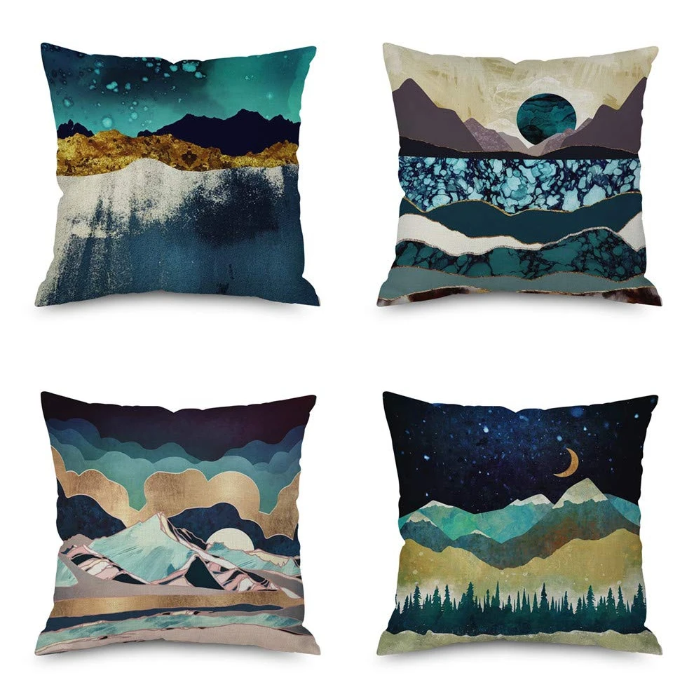 

Чехол для диванной подушки, льняная наволочка с изображением пейзажа, 40x40, 50x50, 60x60