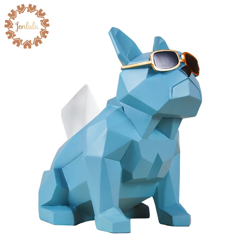 

Creative Geometry Bulldog Tissue Holder Cassette Paper Holder Pumping Tray Living Room Coffee Table Decoration Dog Best Gift