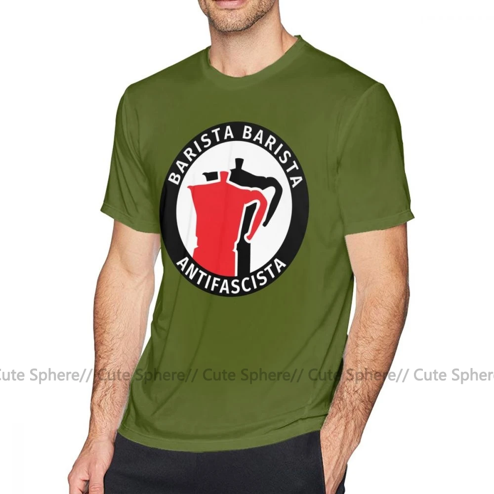 Футболка Antifa, футболка Barista Antifascista, 100 хлопок, футболка с коротким рукавом, милая Классическая футболка с принтом - Цвет: Army Green