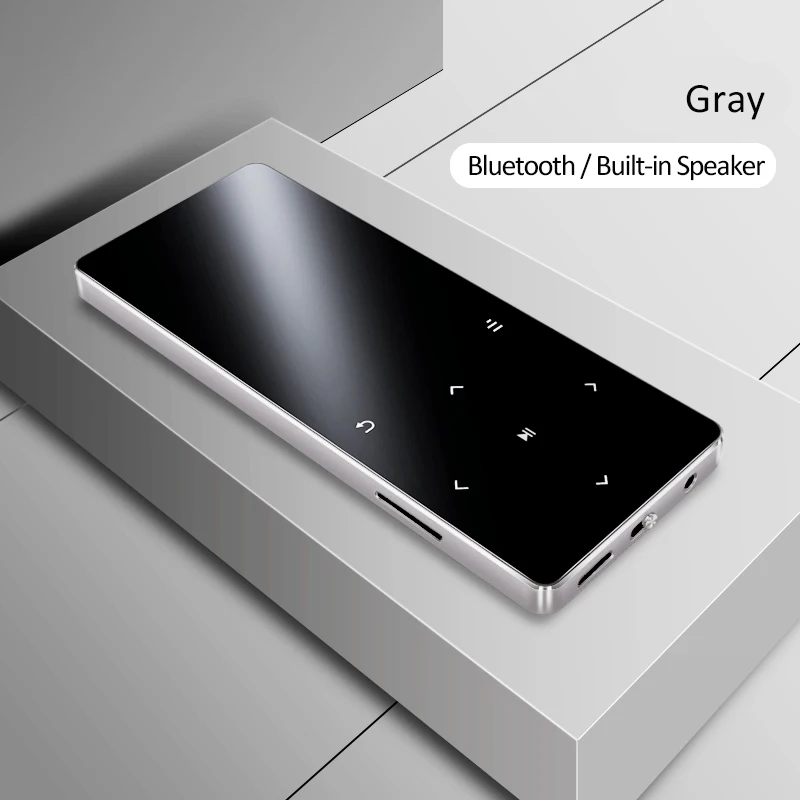 Серый REDANT Bluetooth MP3 плеер hifi lossless мини музыкальный плеер с fm-радио динамик наушники, спорт MP 3 портативный металлический walkman - Цвет: Серый