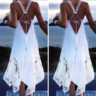 Женское ажурное длинное платье в стиле бохо, Пляжное Платье с открытой спиной и лямкой на шее, белое, черное платье миди без рукавов с круглым вырезом, 2021