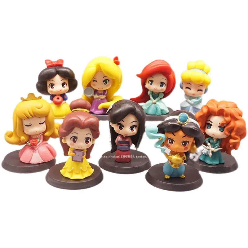 

Bandi Classic Anime Mulan Belle Cinderella Jasmine Le Pei Snow White Pedestal Doll Decoration Figure Model Toys