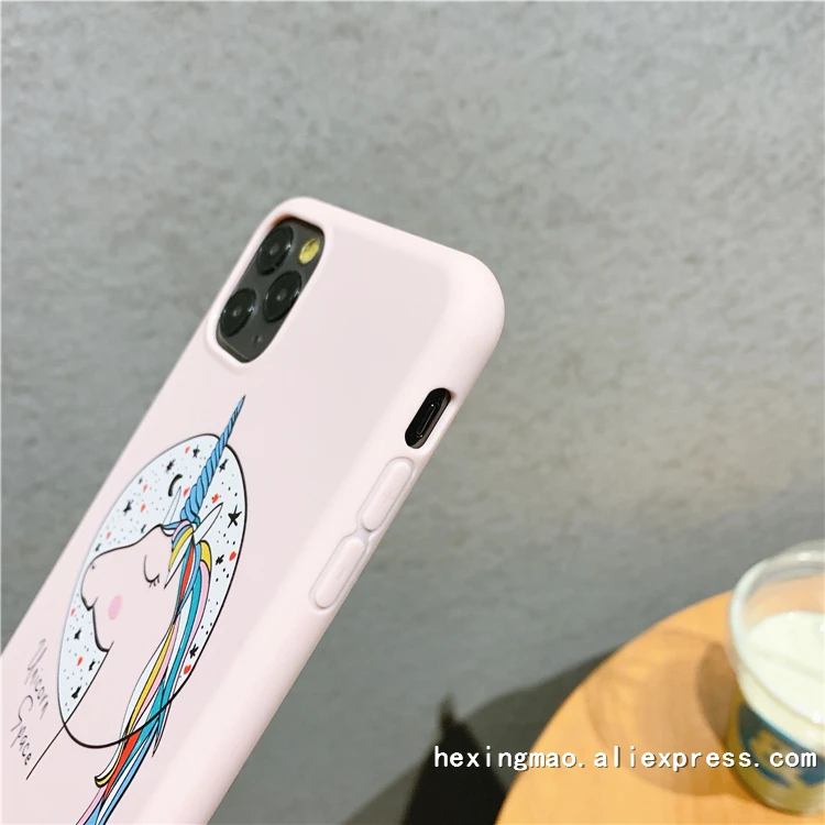 Розовый рельеф прекрасный телефон с единорогом чехол для iphone 11 бетонный завод XR