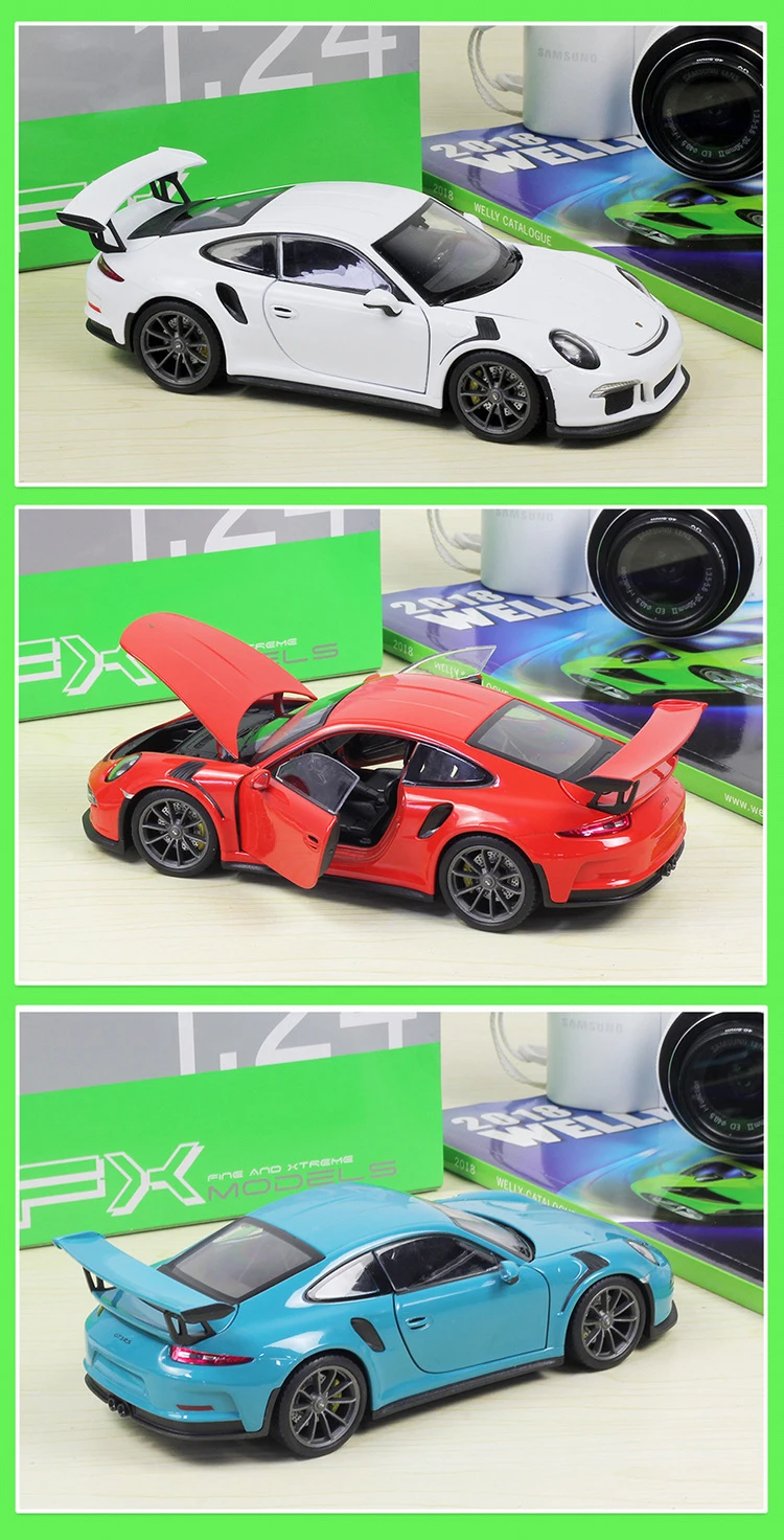WELLY 1:24 Масштаб литья под давлением симулятор автомобиля Porsche 911 GT3 RS модель автомобиля сплав спортивный автомобиль металлическая игрушка гоночный автомобиль игрушка для детей подарок