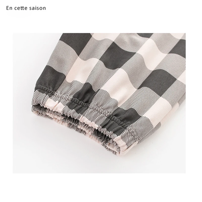 

ATUENDO Spring Warm Plaid Pajama Sets for Women 100% Cotton Atoff Home Satin Sleepwear Autumn Fashion Silk Soft Nightwear