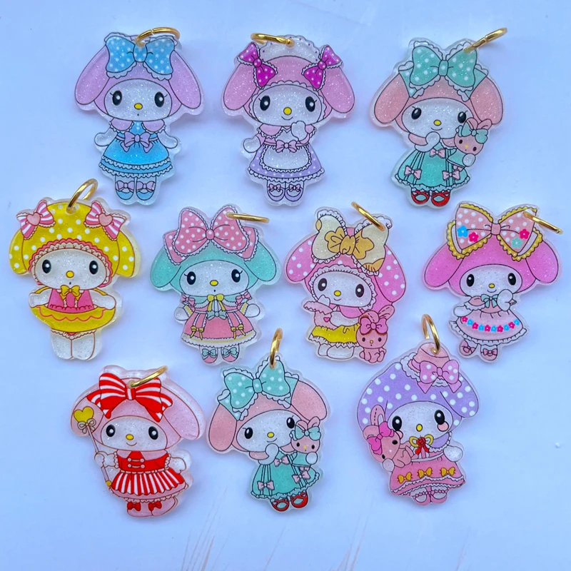 

10 Cute Cartoon Bright Princess Series Acrylic Pendant Key Chain Pendant Necklace Pendant For DIY Decoration Accessories 017