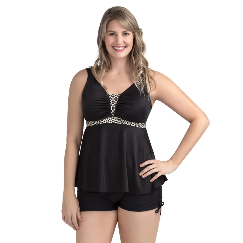 PERONA плюс размер танкини набор женский купальник две части сексуальный v образный