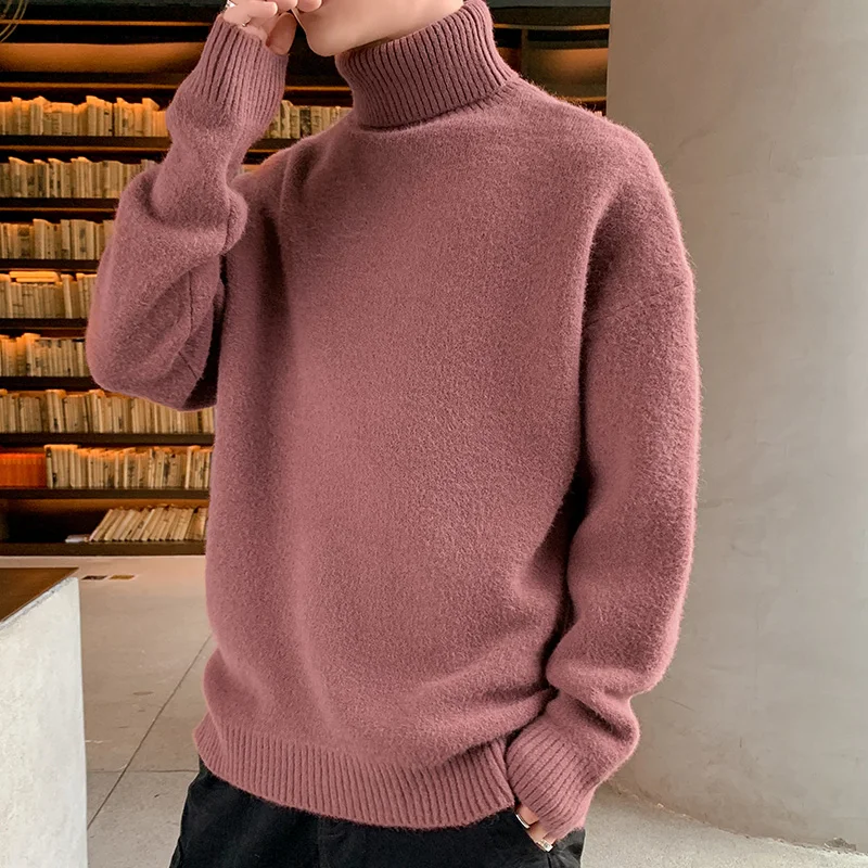 

Korean Style Sweaters Casual Loose Fashion Pullover Turtleneck Knitted Long Sleeve Sweaters Jersey Mujer Men's Clothing DB60MY