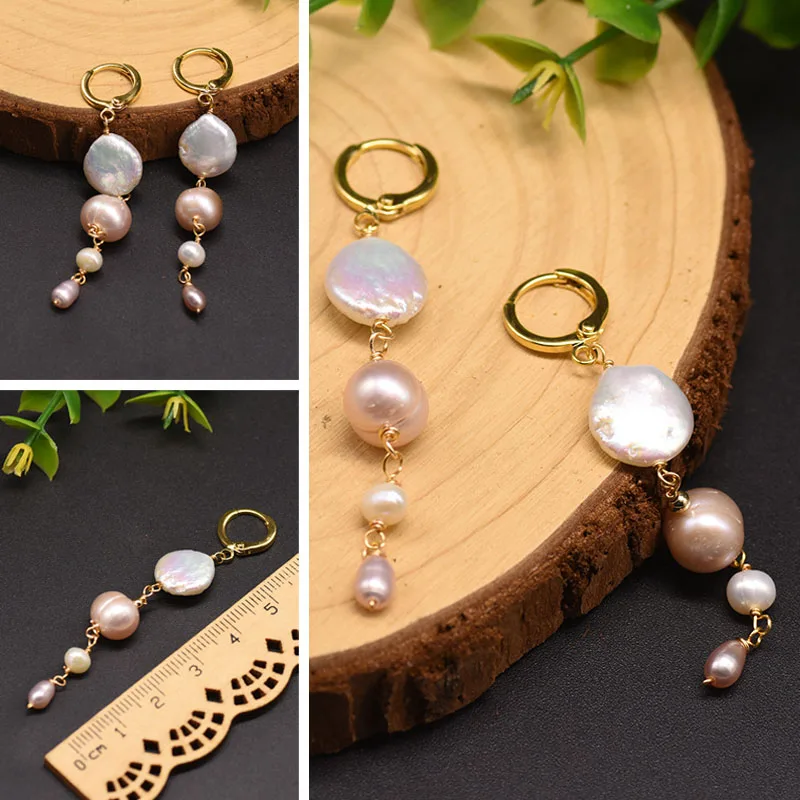 

New Natural Freshwater Baroque White Pearl Long Tassel Drop Earrings For Women Girls Birthday Gifts Fine Jewellery Accessories