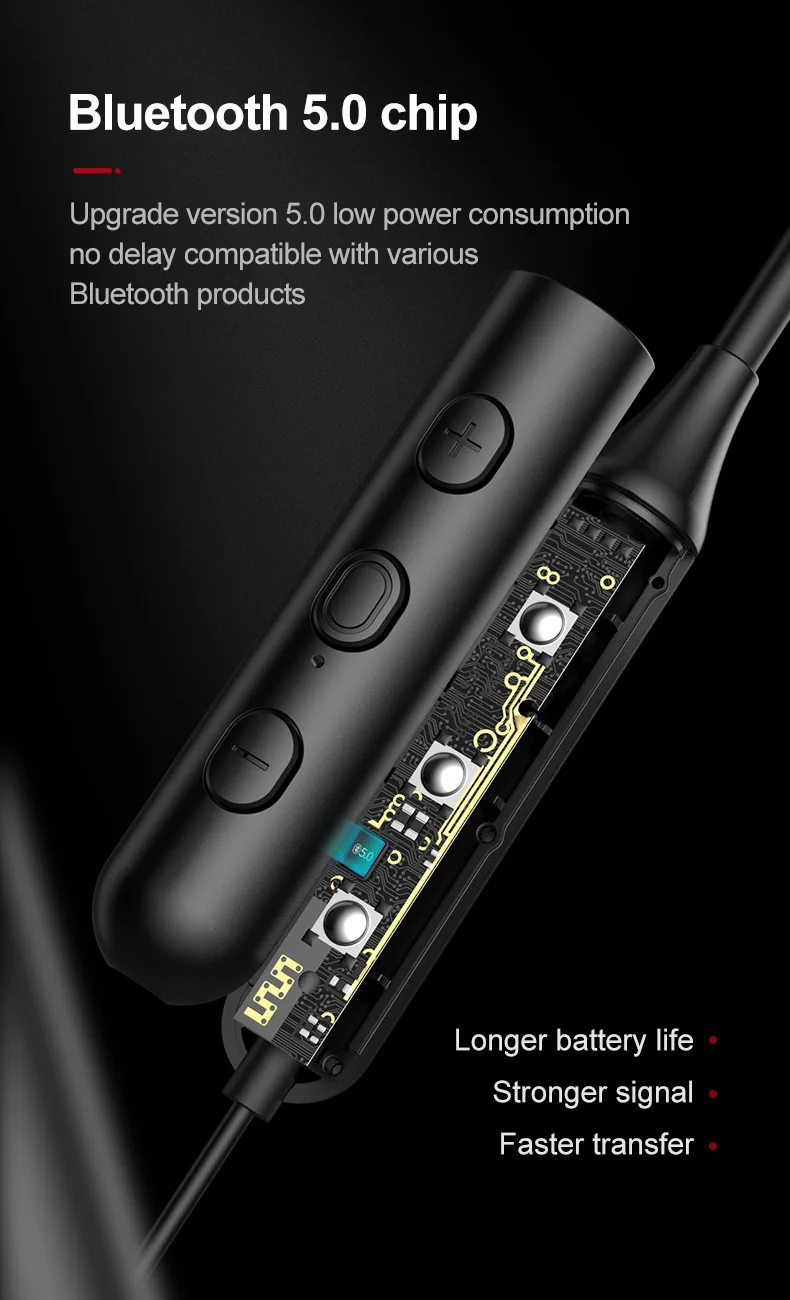 Металлические магнитные спортивные водонепроницаемые беспроводные наушники с Bluetooth, шумоподавлением и микрофоном для телефона Xiaomi ON.