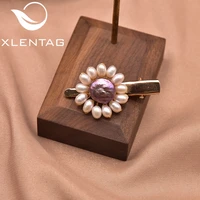 xlentag handmade pure natural baroque freshwater pearl sun flower hairpin women wedding party gift fine fashion jewelry gh0054b